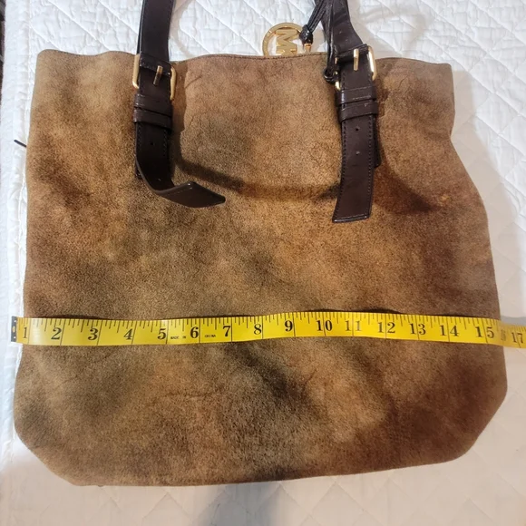 Michael Kors Brown Soft Suede Leather Shoulder Tote Bucketbag Adjustable Straps - Picture 11 of 13